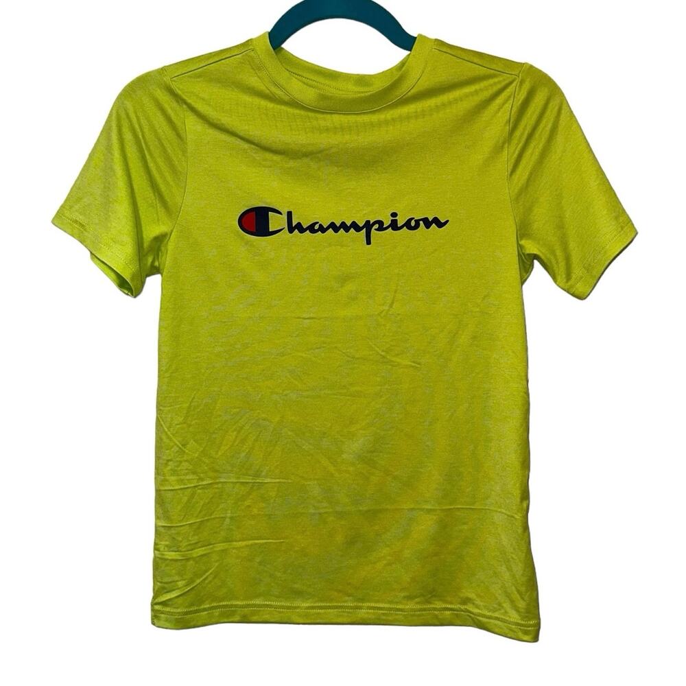 Champion Youth 10/12 Lime Green Logo Tee Athletic Shirt Unisex